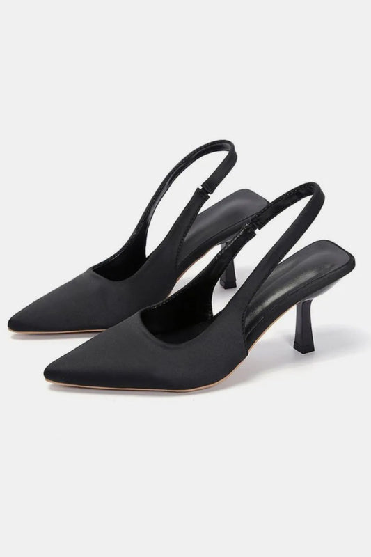 PU Leather Point Toe Pumps - Black - View 1