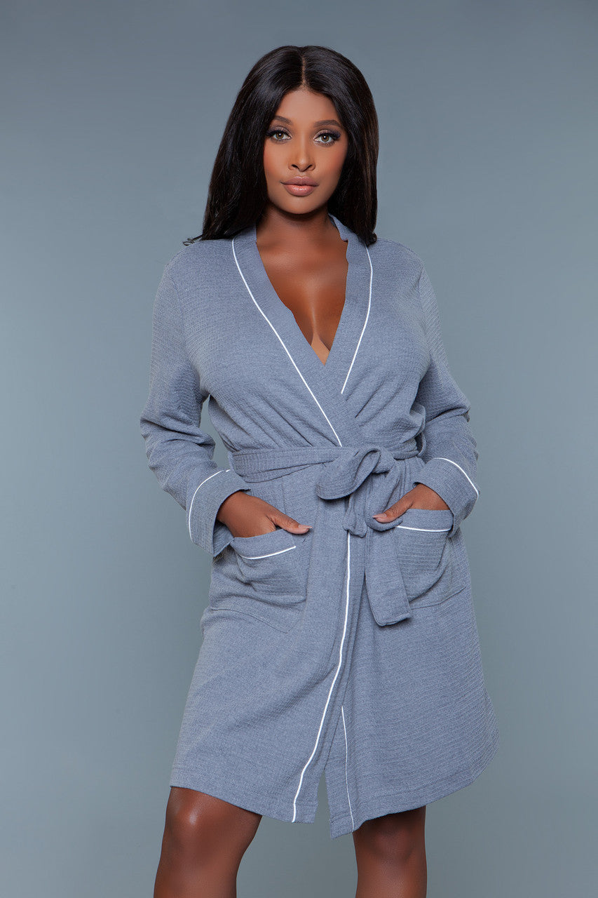 Waffle Robe - Grey - View 2