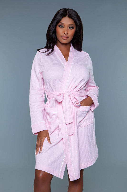Waffle Robe - Light Pink - View 1