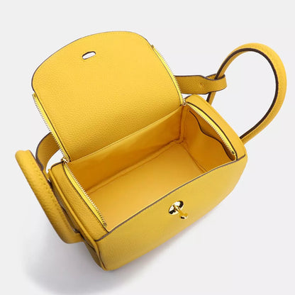 Textured PU Leather Handbag - Yellow - View 5