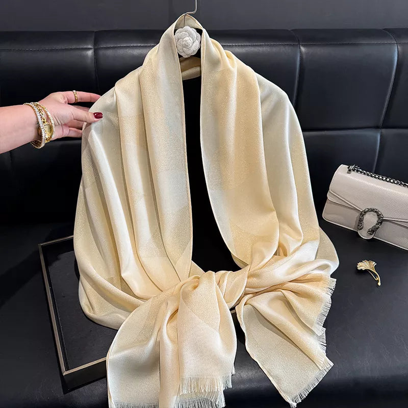 Lightweight Raw Hem Scarf - Pastel Yellow - View 1