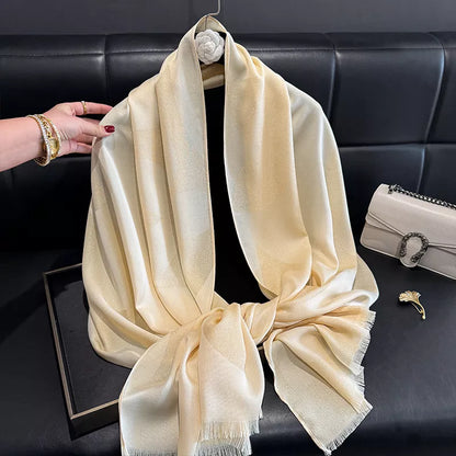 Lightweight Raw Hem Scarf - Pastel Yellow - View 1