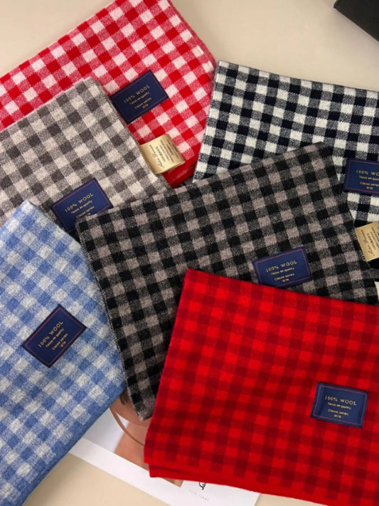 100% Wool Plaid Scarf - Six wool plaid colorways together - View 2