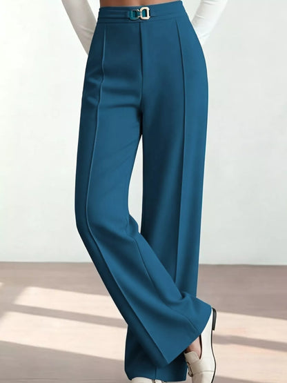 High-Waisted Wide-Leg Pants - Peacock Blue - View 1