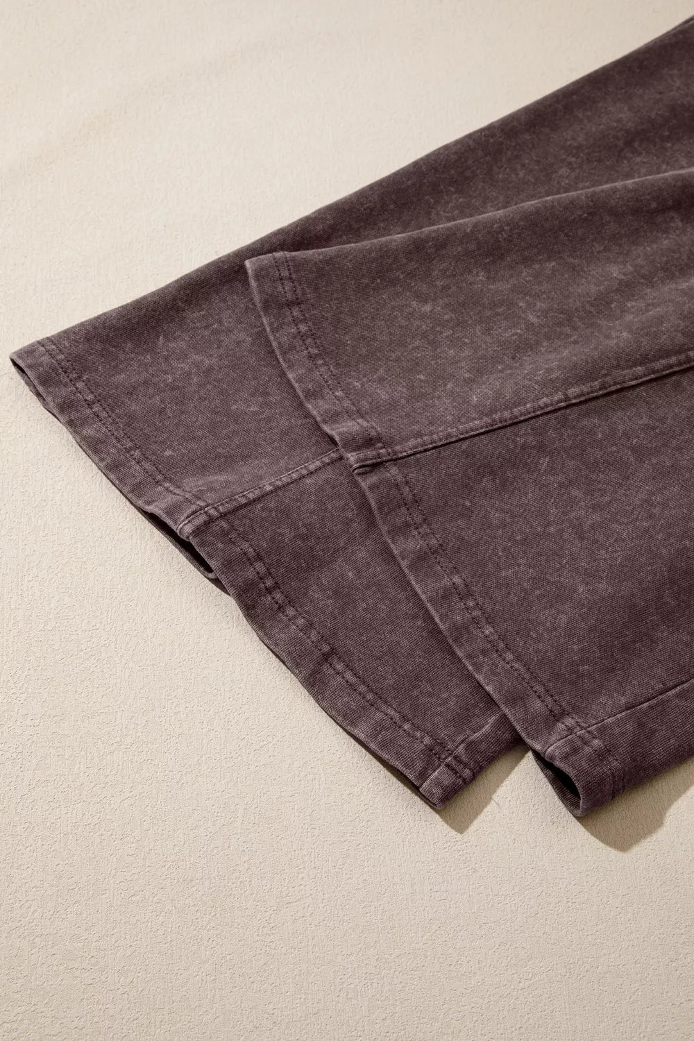 Mineral Wash Elastic Waist Drawstring Tie Detail Cargo Pants - Dark Brown - View 9