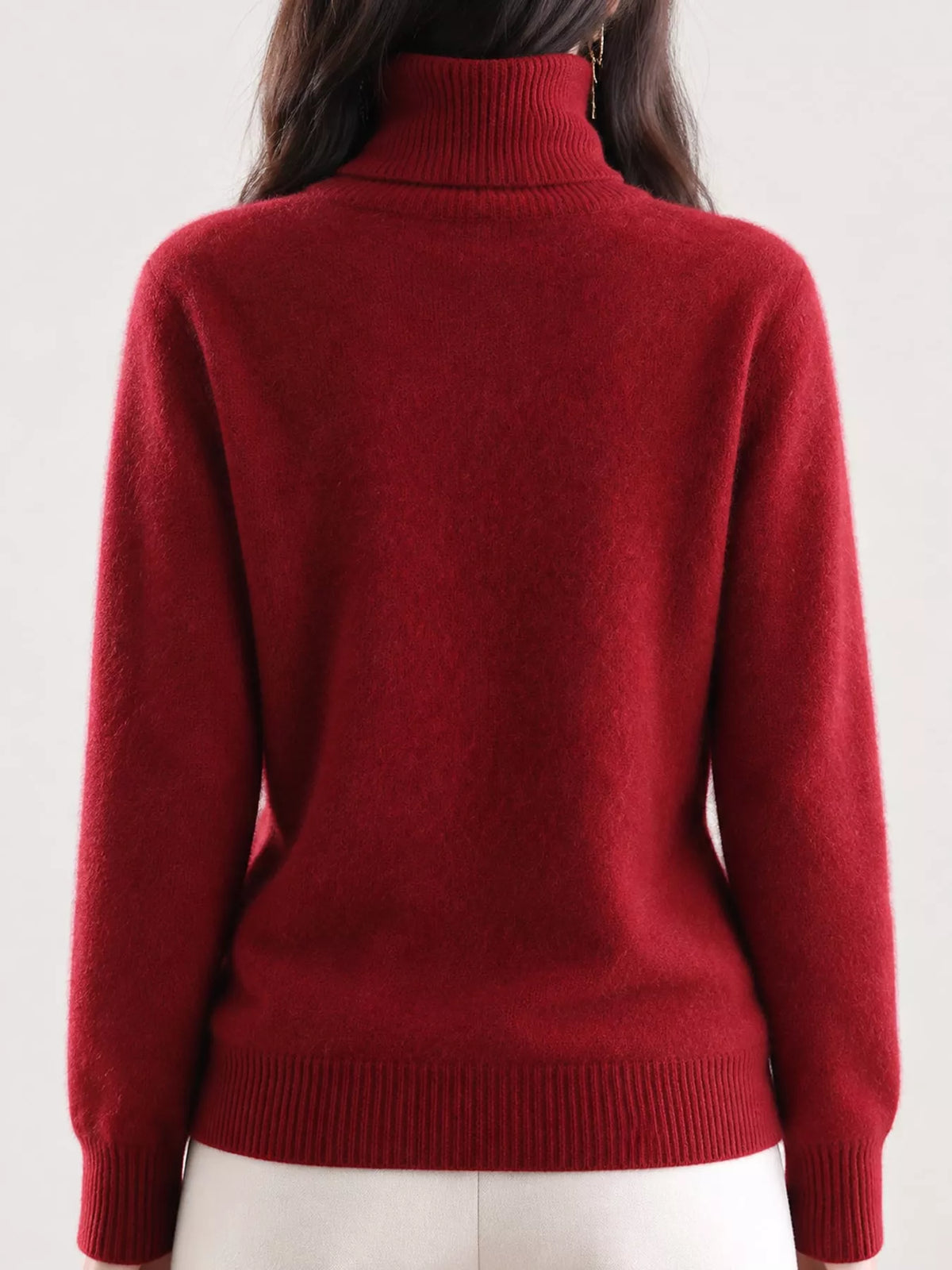 Full Size Turtleneck Long Sleeve Sweater Plus Size - Rust Red - View 94