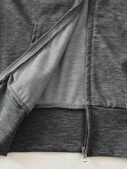 Slim-Fit Zip-Up Hoodie - Medium Gray - View 3