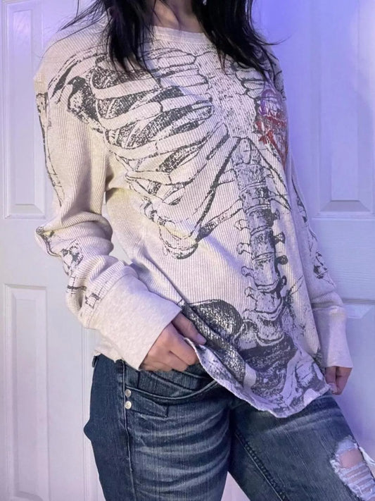 Skeleton Long Sleeve T-Shirt - White - View 2