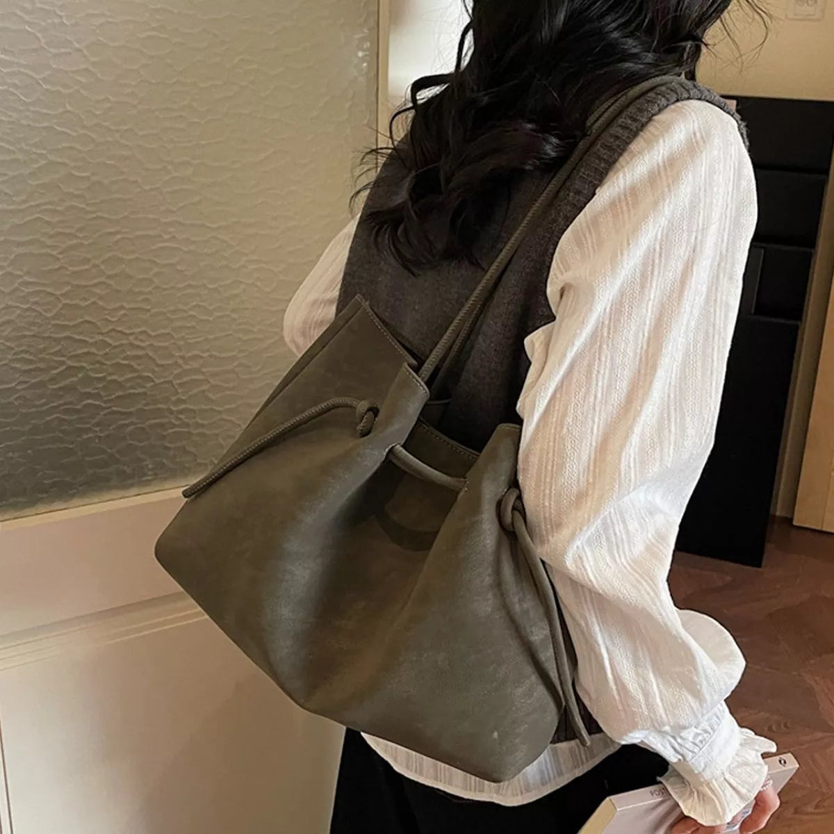 Solid Color Tote Bag - Black Forest - View 6