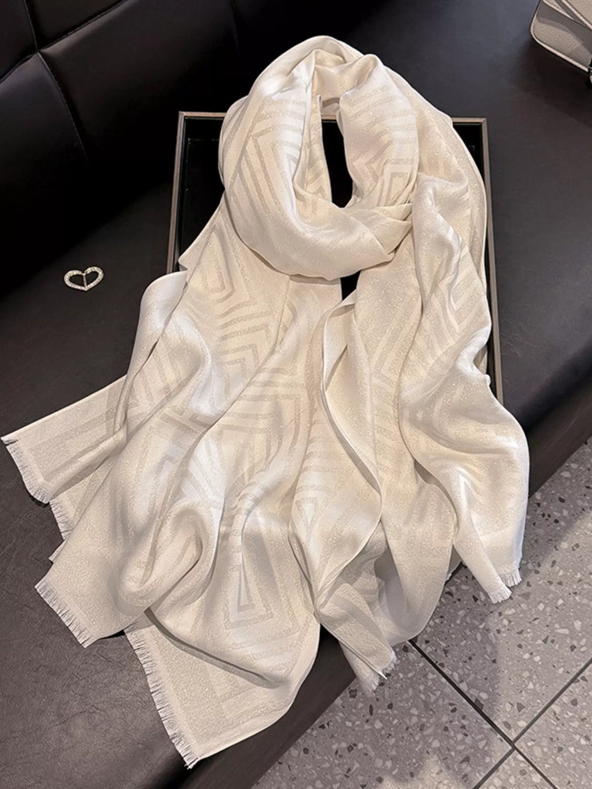 Raw Hem Lightweight Scarf - White - View 19