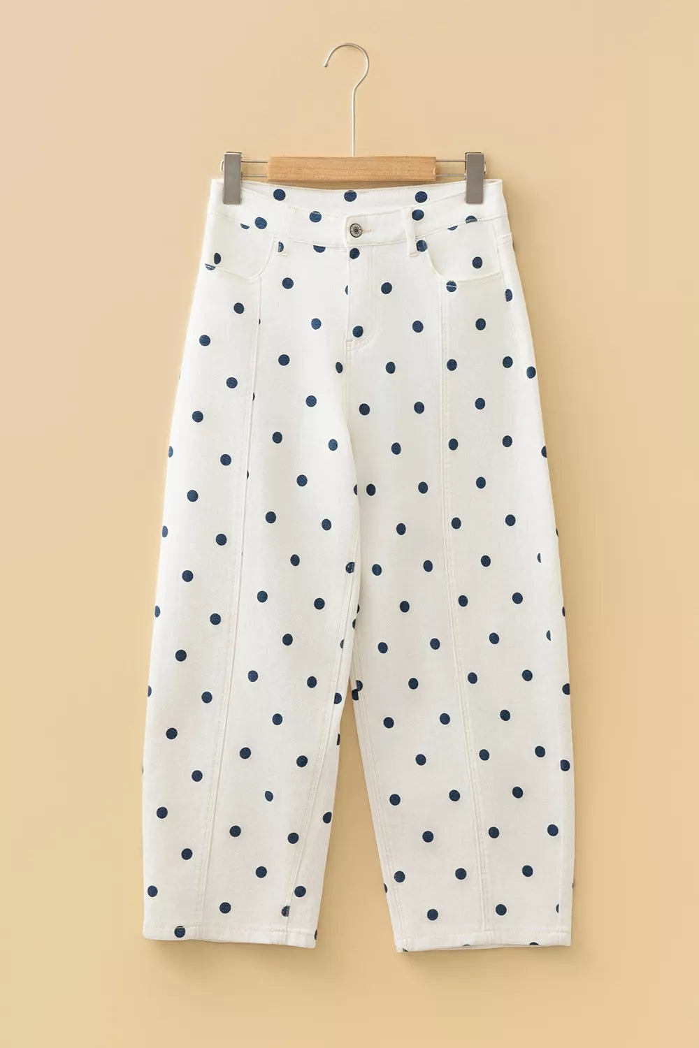 Polka Dot Wide-Leg Jeans - Light Blue - View 6