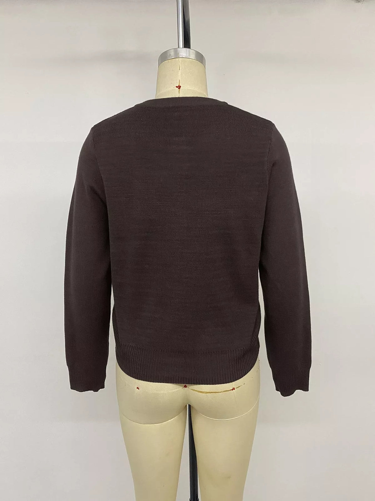 Button Down Long Sleeve Cardigan - Coffee Brown - View 17