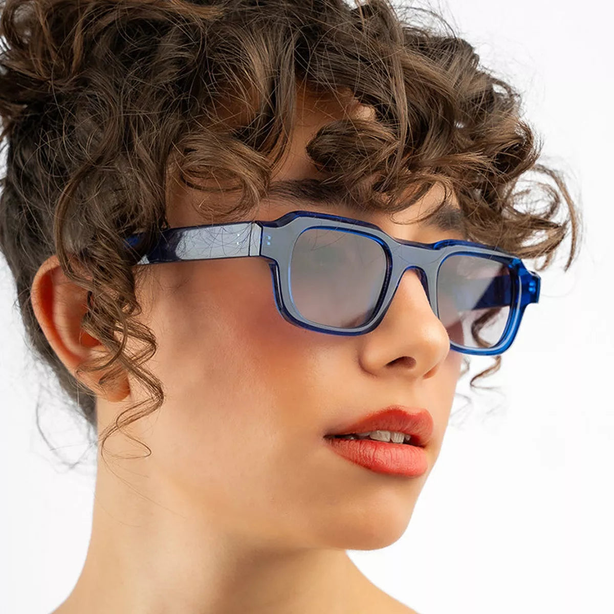 Vintage Rectangular Sunglasses - Blue - View 4