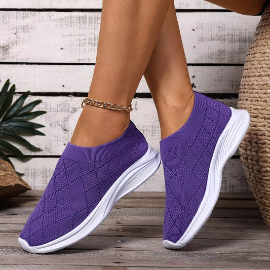 Breathable Mesh Round Toe Shoes - Purple - View 1