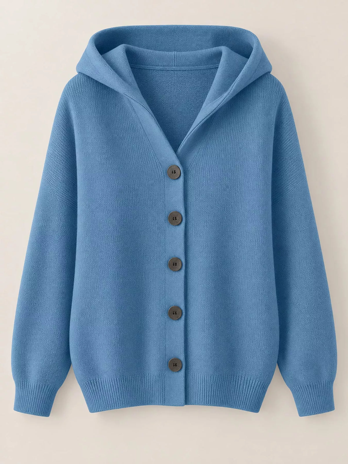 Full Size Hooded Button-Down Knit Cardigan Plus Size - Dusty Blue - View 8