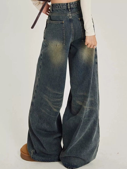 Full Size High-Waisted Wide-Leg Jeans Plus Size - Vintage Blue - View 2
