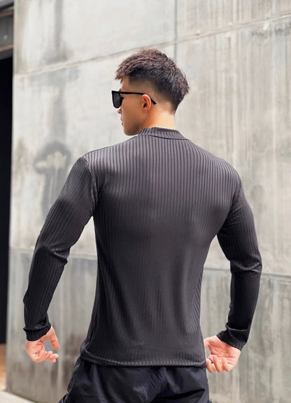 Fall New Long Sleeve Quick-Dry Fitted Shirt for Men Muscle Building, RunningBasketball, High Elasticity Sport T-Shirt