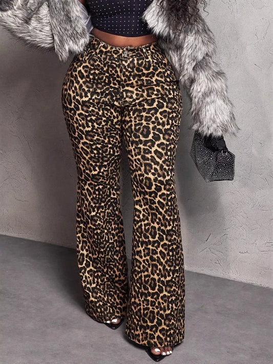 Leopard Wide Leg Pants - product photo 1