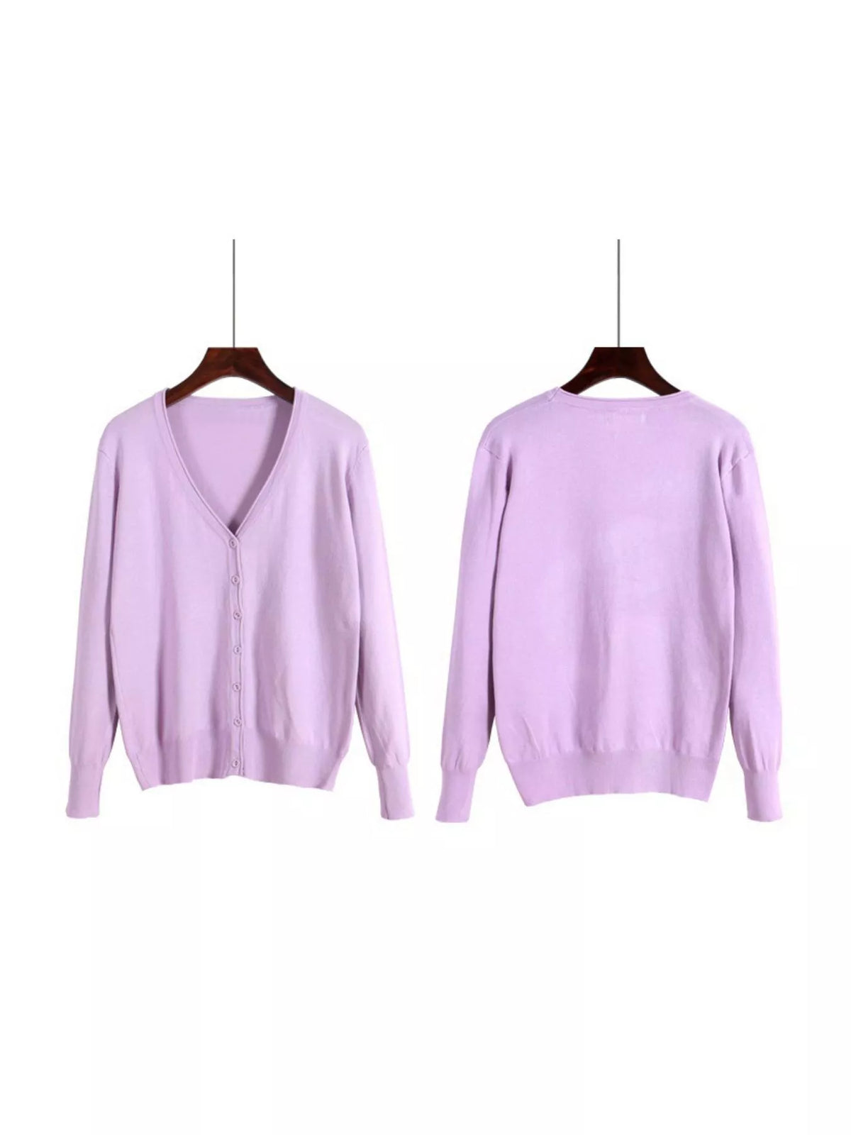 Classic V-Neck Button-Down Knit Cardigan - Violet - View 23
