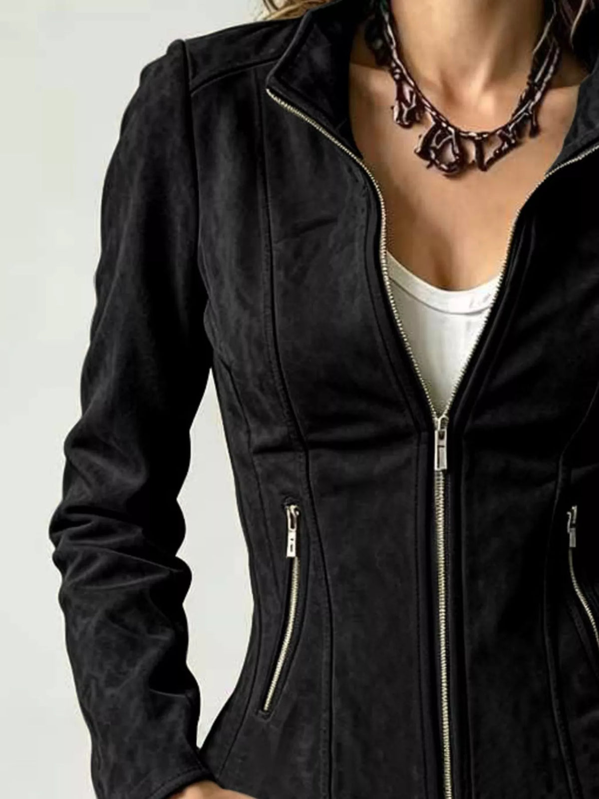 Slim-Fit Zip-Up Jacket - Black - View 3