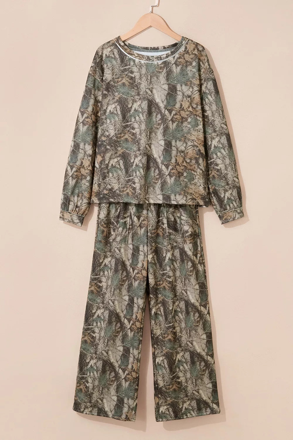 Abstract Print Long Sleeve Pant Set - Moss - View 4