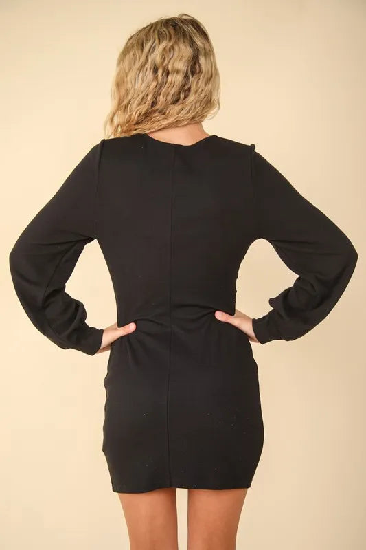 VERY J Ruched Detail Bodycon Mini Dress - Black - View 2