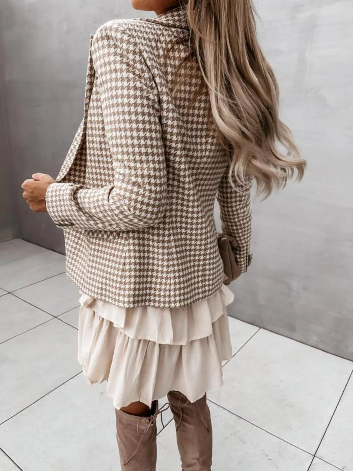 Double-Breasted Blazer - Plaid - View 3
