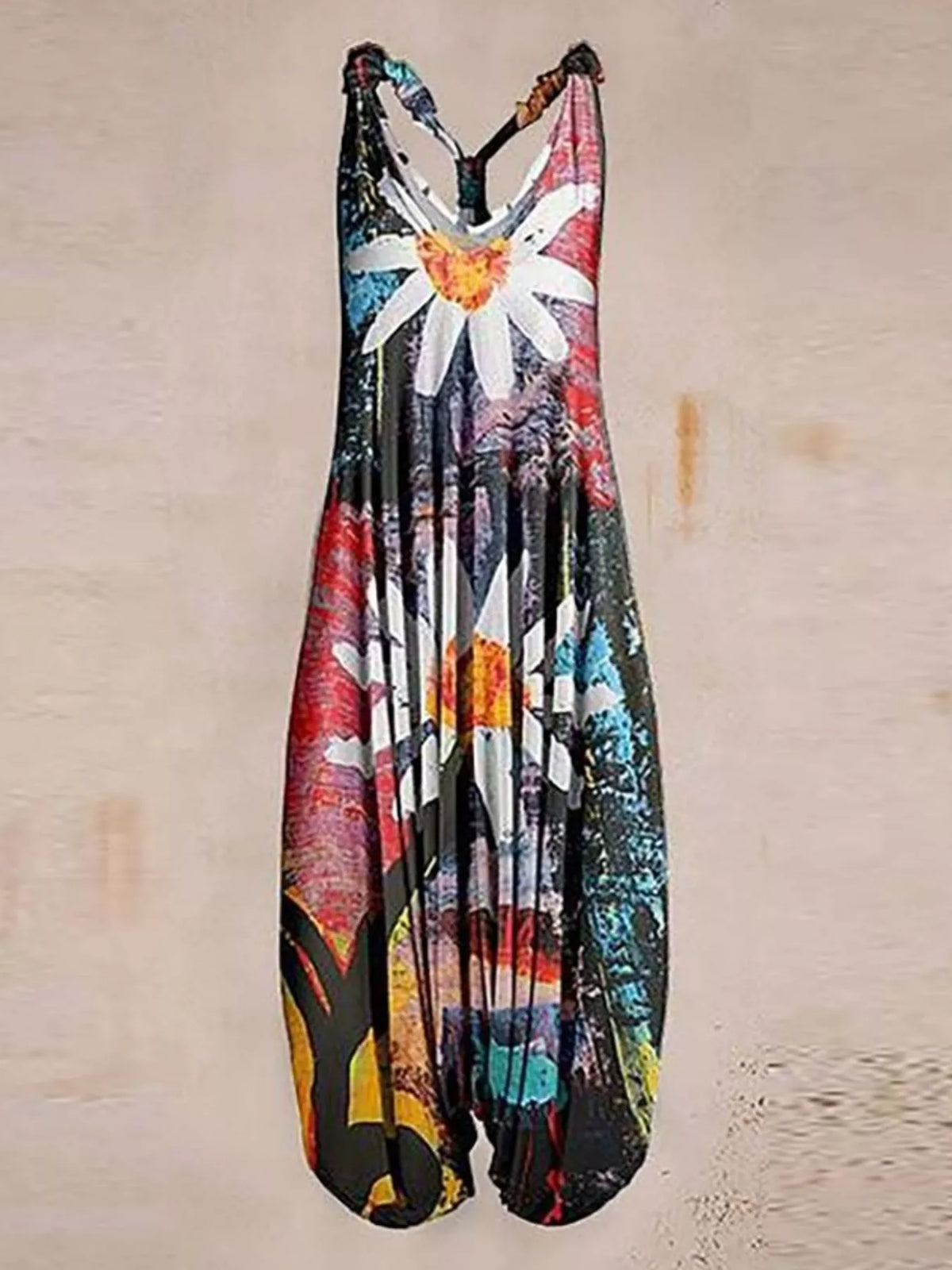 Full Size Printed V-Neck Sleeveless Jumpsuit Plus Size - 4-- - View 10