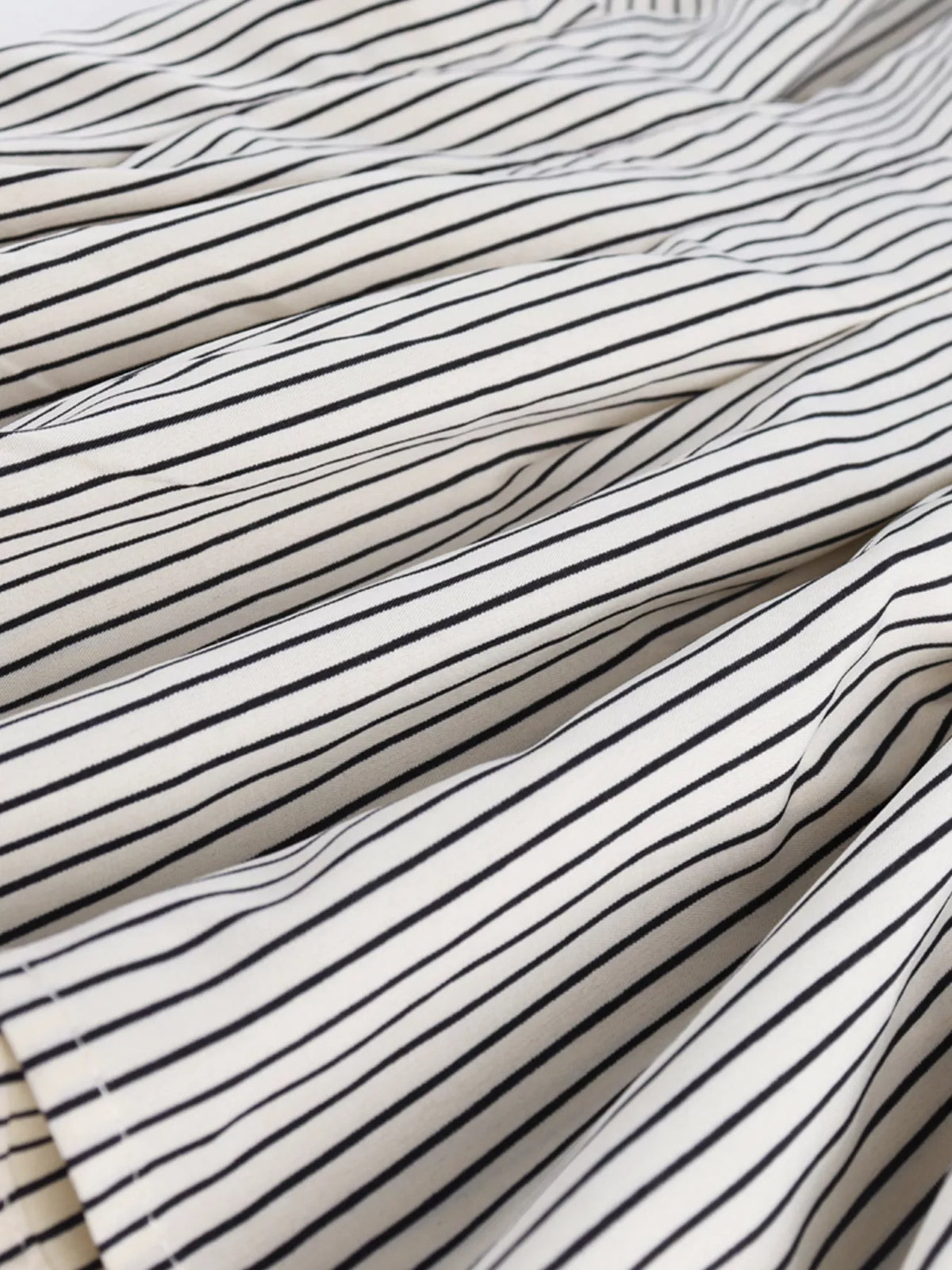 Striped Cinched Waist Shirt - Black - View 7