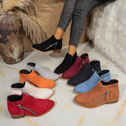 Point Toe Block Heels Boots - Color comparison - View 1