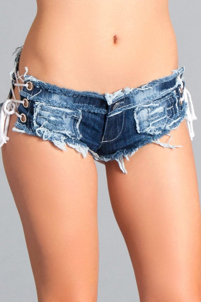 BWJ4 Sexy Cut Off Low Waist Denim Jeans, front view