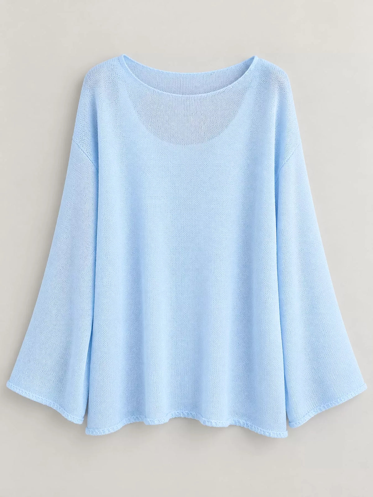 Full Size Sheer Lightweight Knit Top Plus Size - Sky Blue - View 77