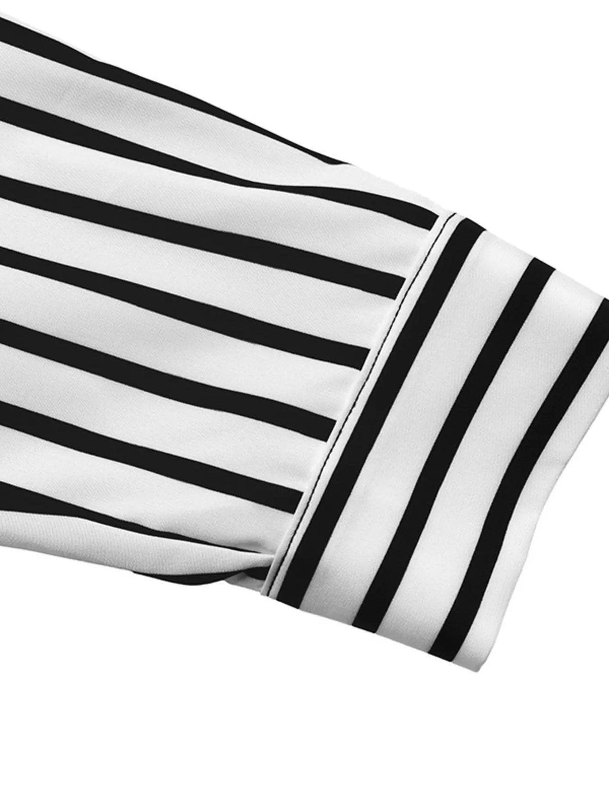 Striped Color Block Surplice Shirt - Black - View 10