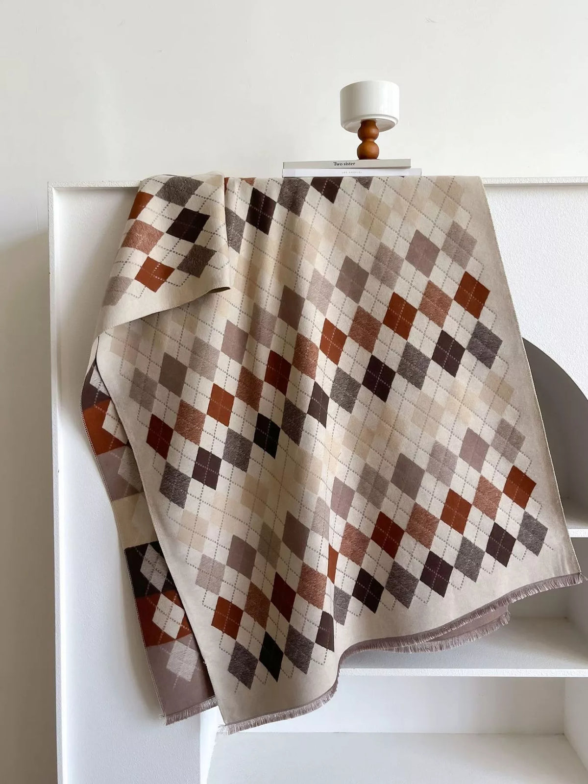 Diamond Pattern Warm Scarf - Style A - View 2