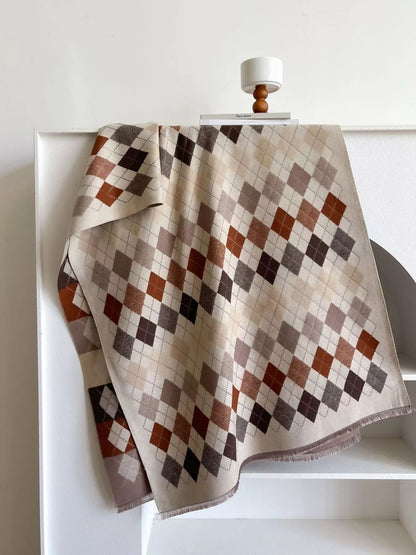 Diamond Pattern Warm Scarf - Style A - View 2