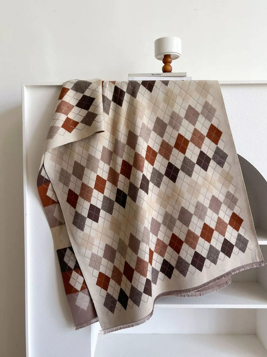 Diamond Pattern Warm Scarf - Style A - View 2