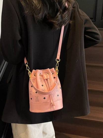 Drawstring Bucket Crossbody Bag - Blush Pink - View 4