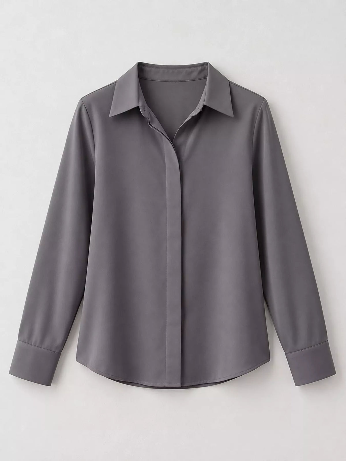 Button Up Long-Sleeve Shirt - Gray - View 7