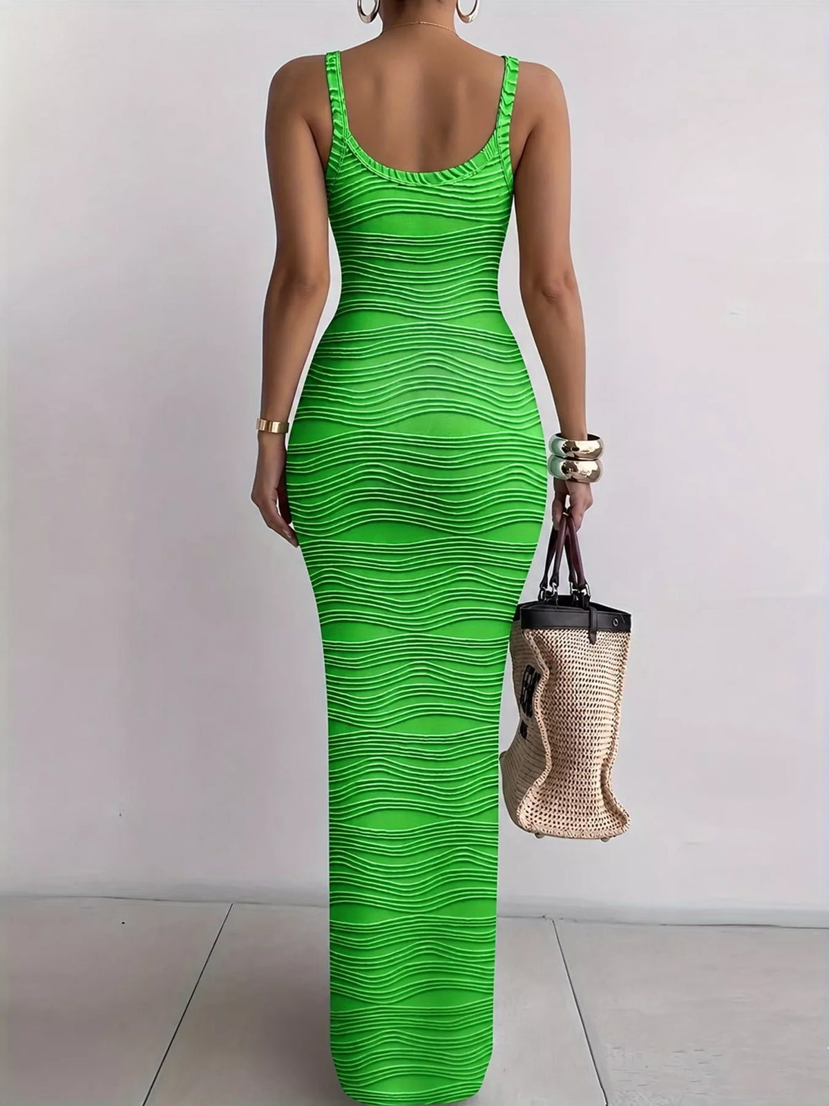 Sleeveless Bodycon Maxi Dress - Green - View 18