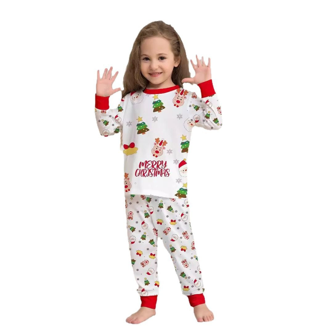 Christmas Cartoon Solid Color Christmas Tree Print Family Matching Pajama Set