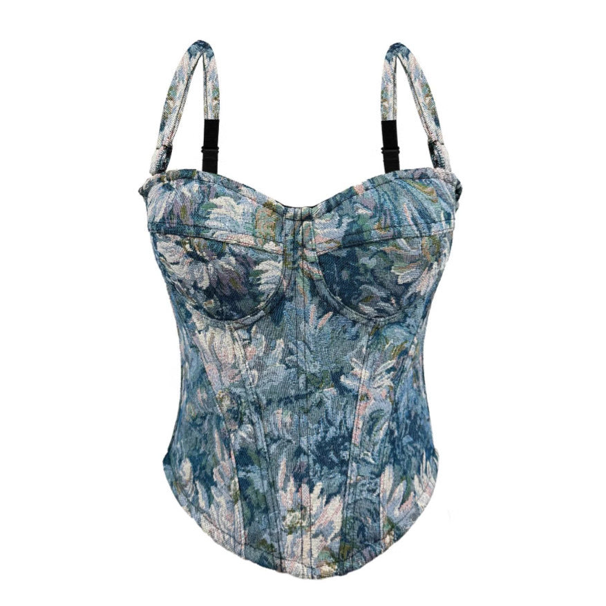 Sexy Strapless Top with Built-in Pads Vintage Palace Style Boned Bustier