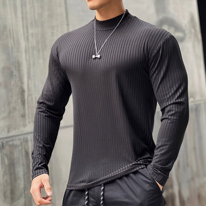 Fall New Long Sleeve Quick-Dry Fitted Shirt for Men Muscle Building, RunningBasketball, High Elasticity Sport T-Shirt
