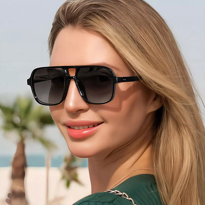 Oversized Aviator Sunglasses - Black - View 3