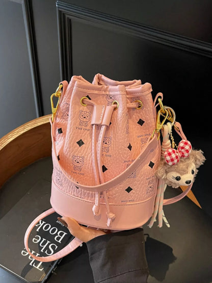 Drawstring Bucket Crossbody Bag - Blush Pink - View 1
