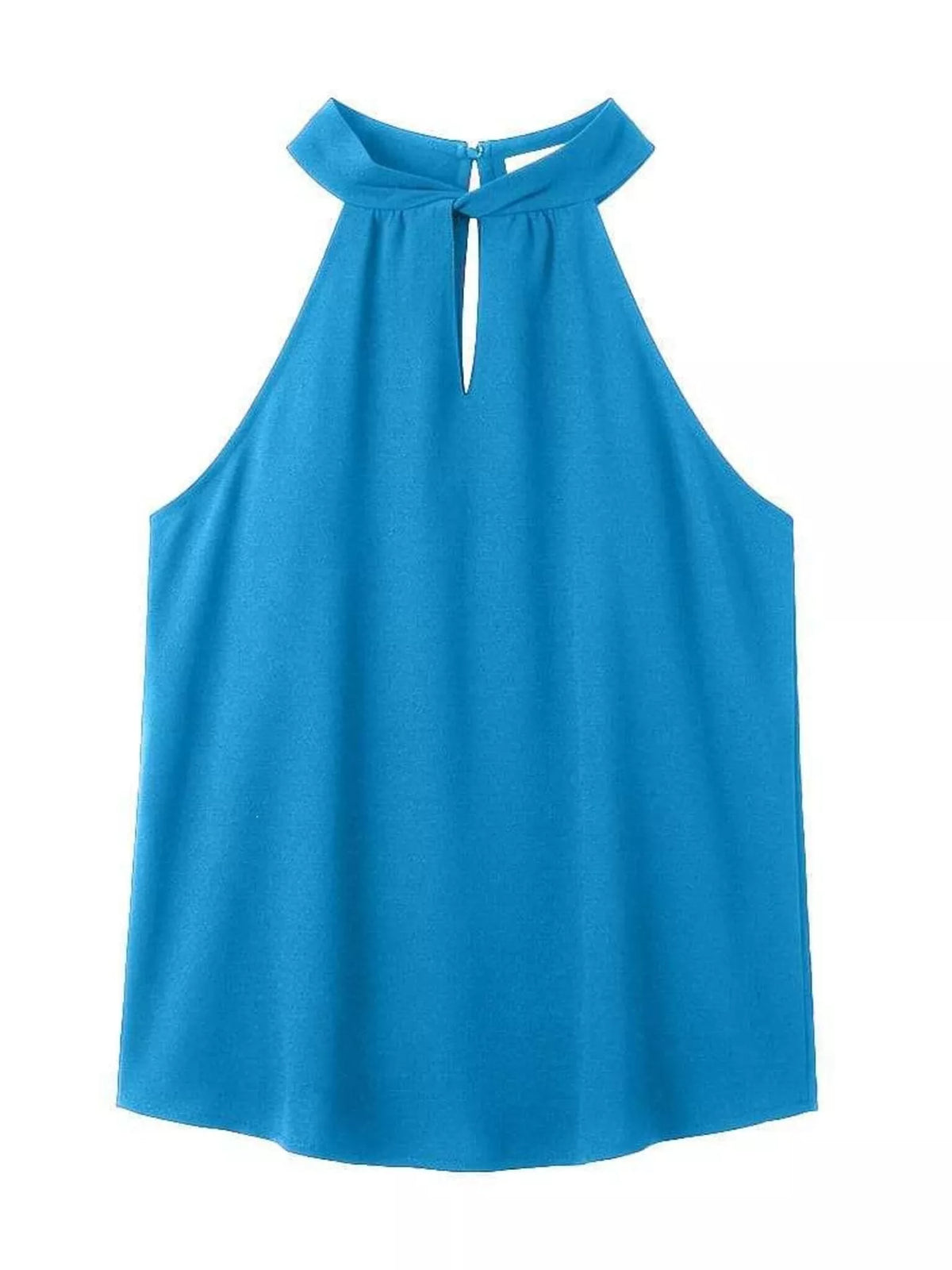 Keyhole Sleeveless Tank - Blue - View 2