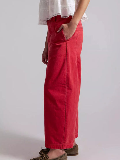 Wide-Leg Cropped Jeans - Red - View 2