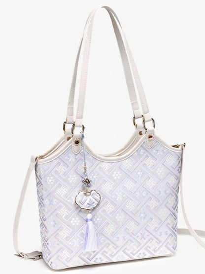 Geometric Pattern Shoulder Bag - Pink Purple - View 4