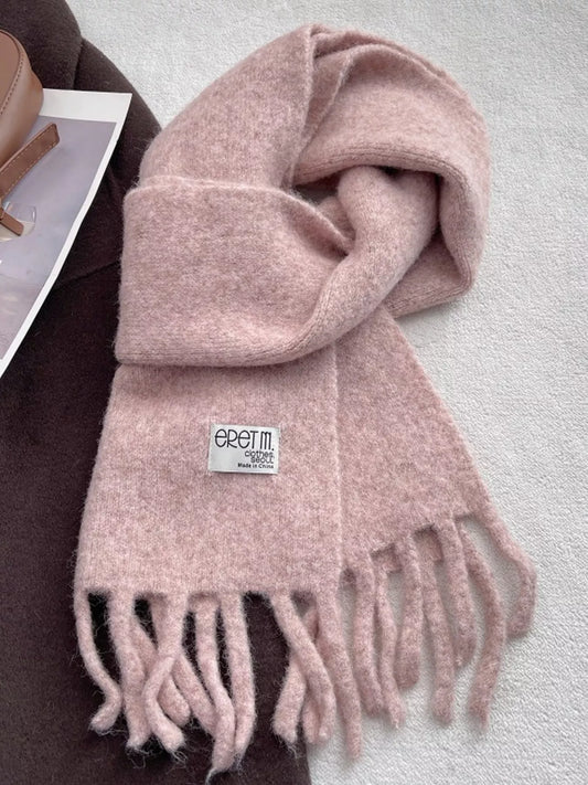 Fringe Solid Color Scarf - Cherry Blossom Powder - View 1