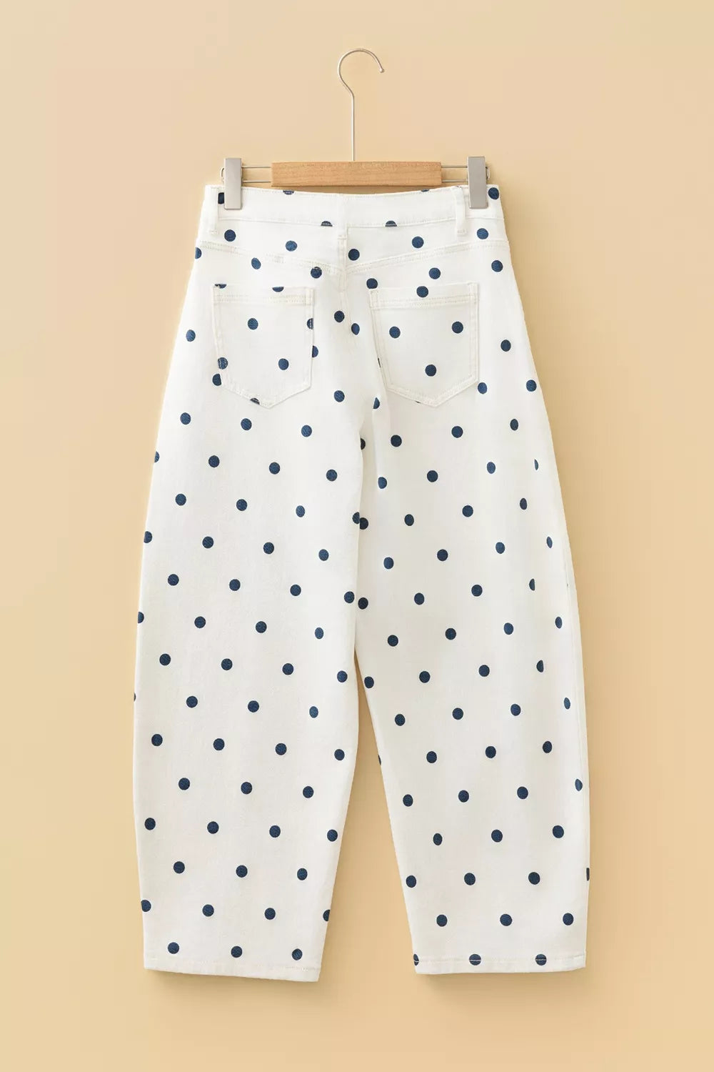 Polka Dot Wide-Leg Jeans - Light Blue - View 7