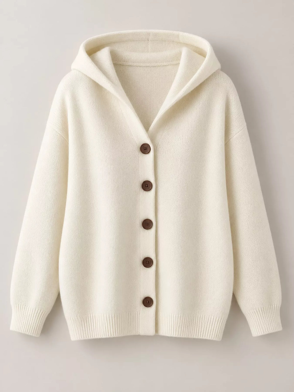 Full Size Hooded Button-Down Knit Cardigan Plus Size - Ivory - View 22